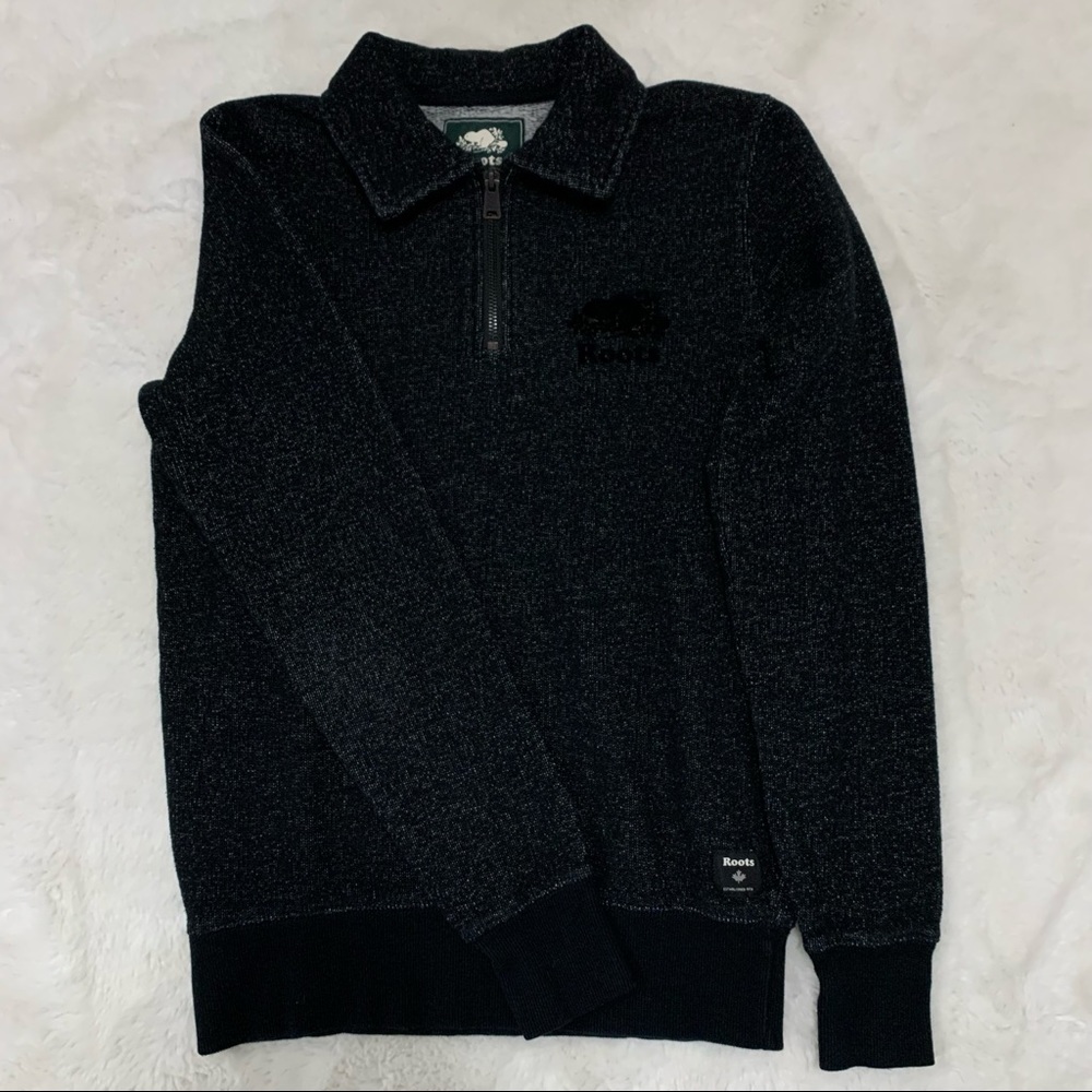 ROOTS | Original Zip Polo in Black Pepper 🇨🇦